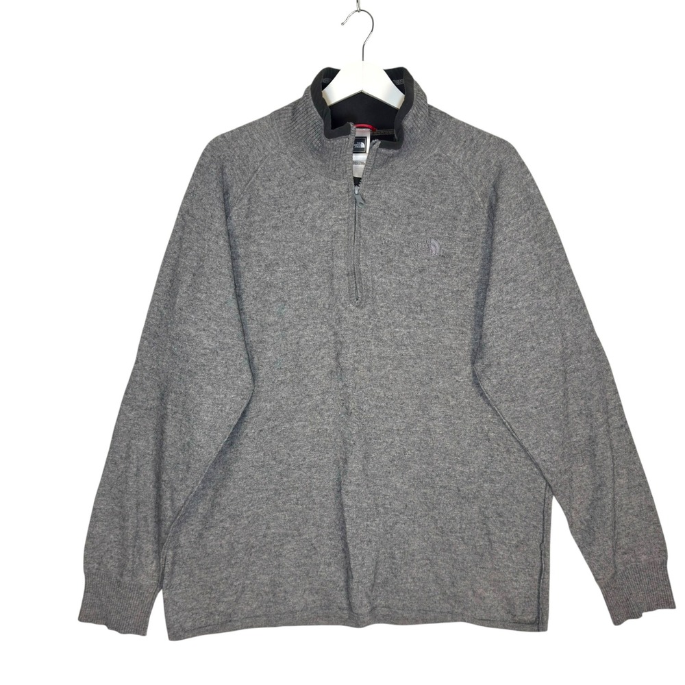 The North Face Quarter Zip Sweater XL Grey Cotton Wool Blend Gorpcore Outdoor - Picture 2 of 8